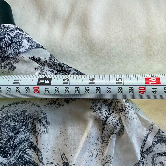 Christian Dior Shirt midi Dress White Navy Blue Toile de Jouy Voile SZ38bust35.6 - Picture 7 of 11